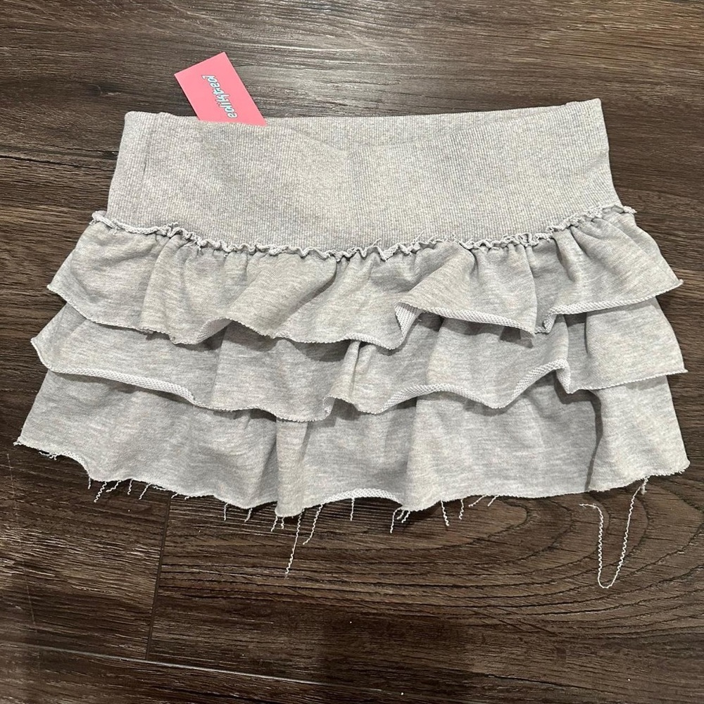 Edikted Light Gray Layered Mini Skirt